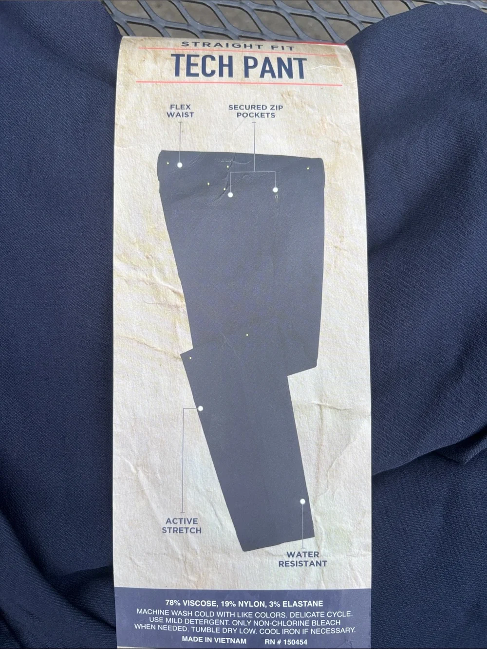 Weatherproof TECH PANT Straight Fit Navy Blue Tech Pant NWT size 34×30